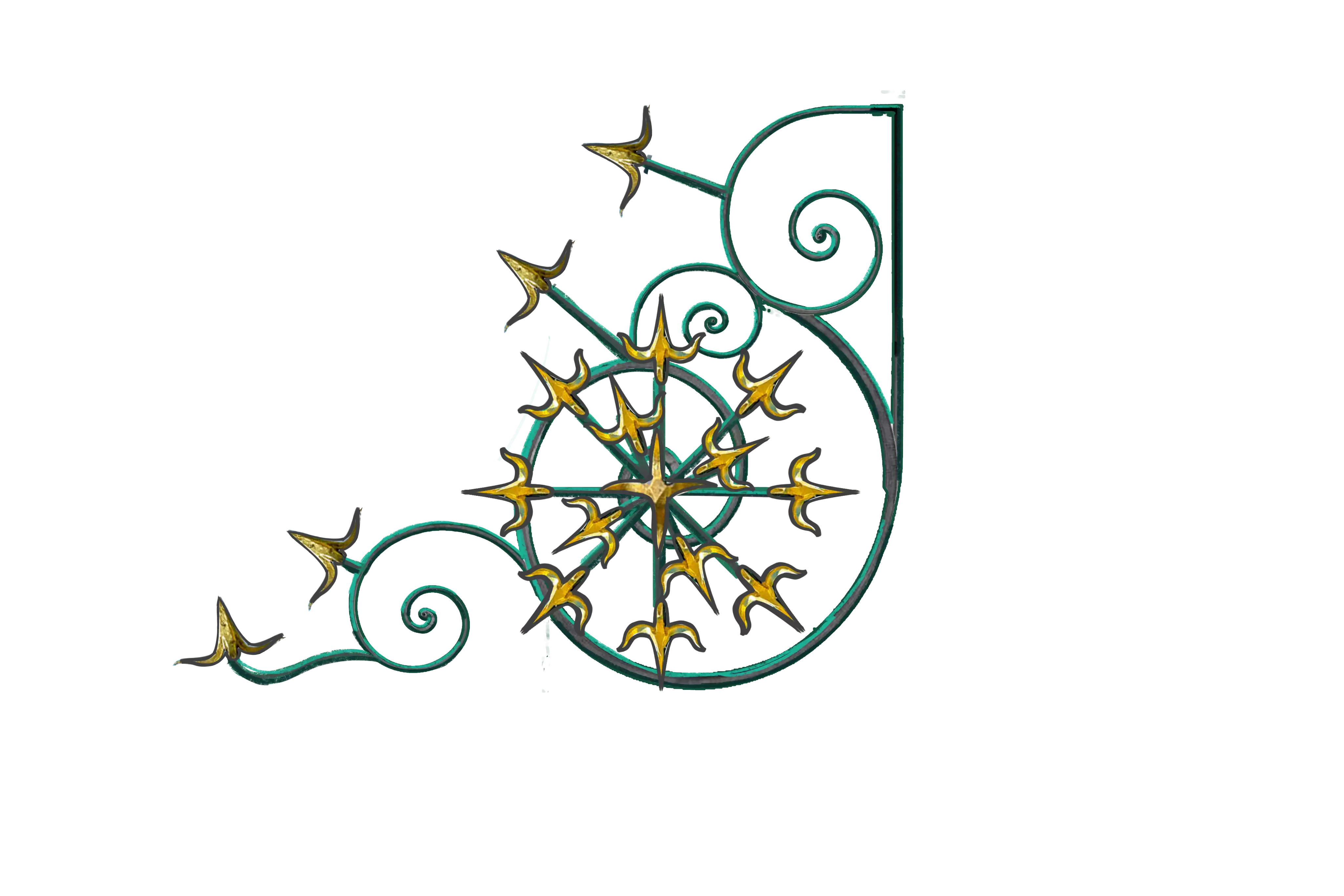 Ornement décoratif en fer forgé symbolisant l'exclusivité du domaine : privatisation totale du château pour un seul mariage à la 