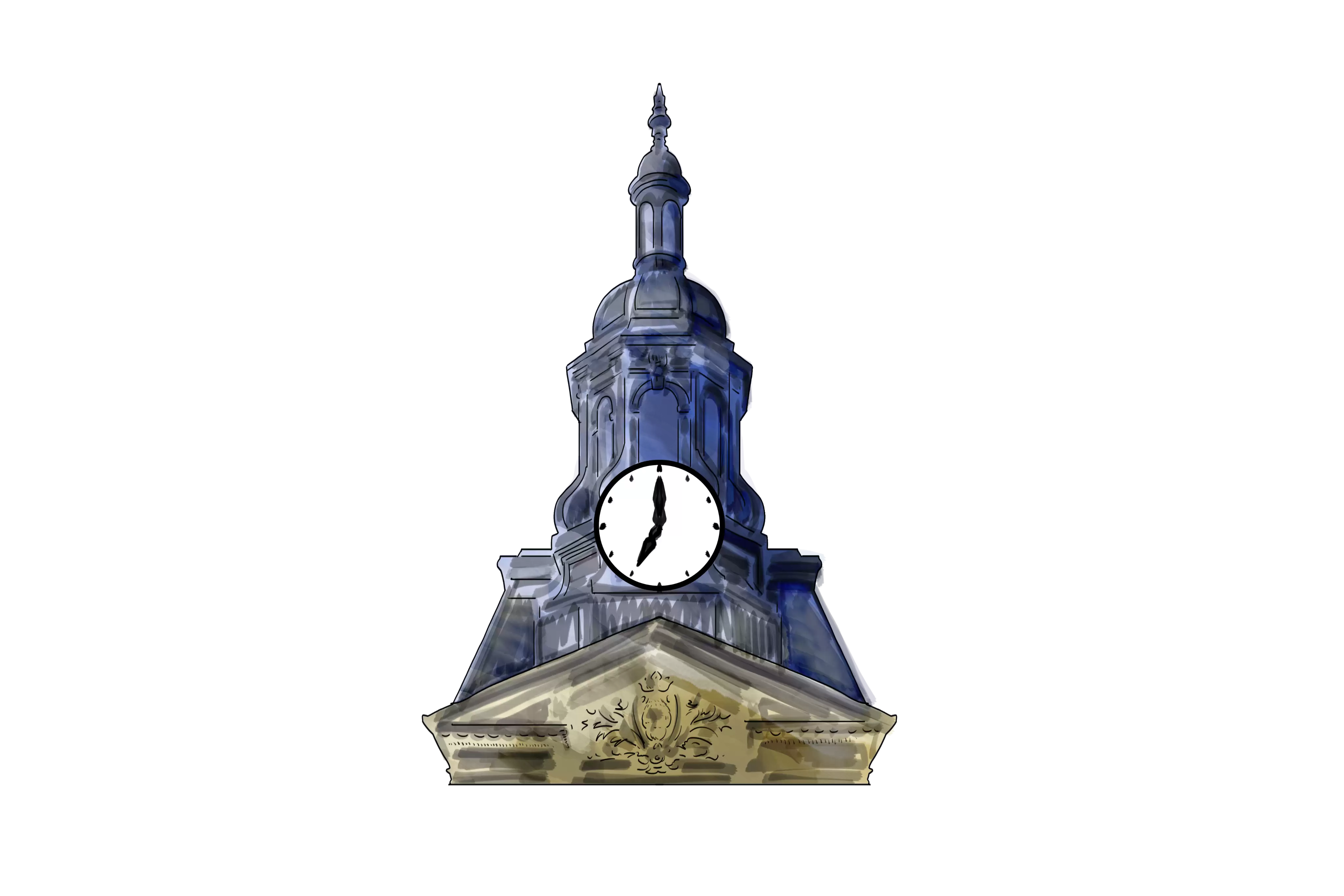 Illustration du clocher d'un château avec une horloge, symbolisant les horaires étendus de mise à disposition des lieux pour votre maria